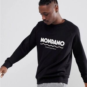 Wood Wood Black Large Logo Crewneck Sweater